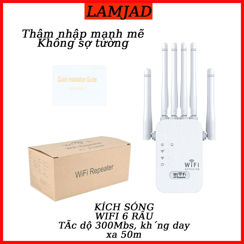 Kích Sóng Wifi 6 Râu Ăng Ten Phát Xuyên Tường Chuẩn N Tốc Độ 300mbps ...