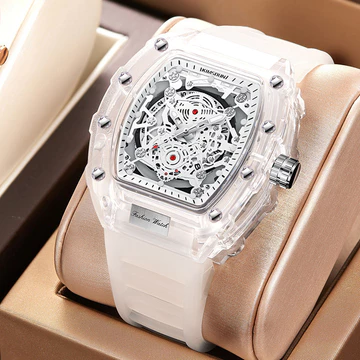 Đồng hồ nam Đồng hồ nam Đồng hồ thạch anh hình thùng độc đáo Thời trang trong suốt Đồng hồ nam Đồng hồ chống nước