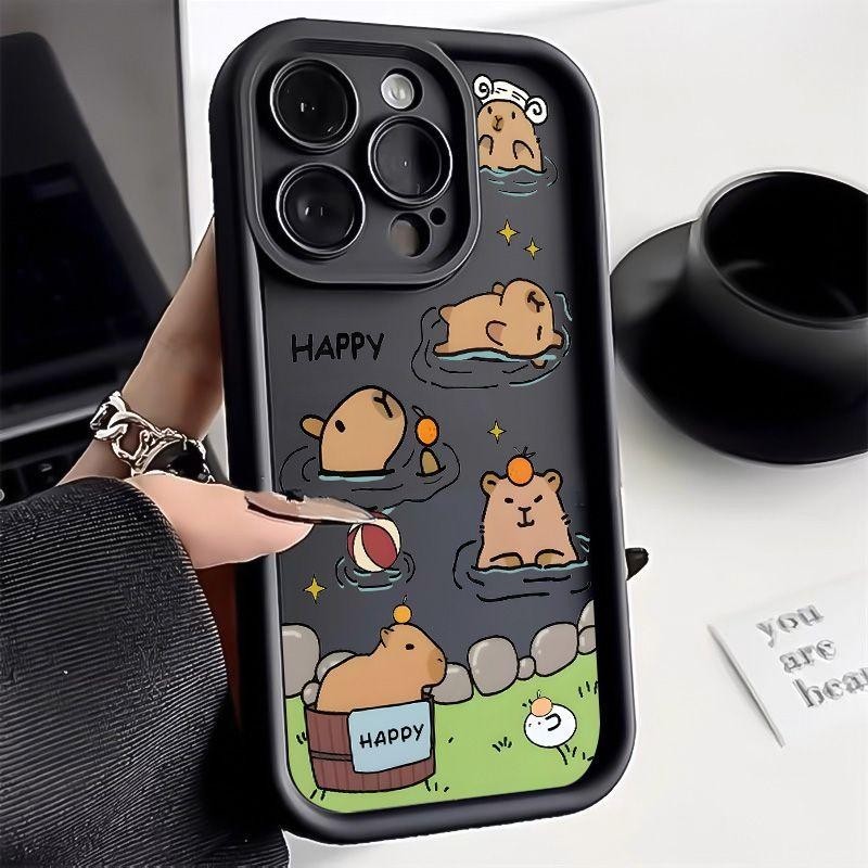 Ốp Điện Thoại Capybara Hoạt Hình Cho VIVO S1 V15 V20 V23 E V25 V27 V27E V30 Pro V30E Y03 Y28 Y17 Y11S Y12I Y33T Y33S Y21S Y15S Y01 Y02T Y100 Vỏ Silicon Mềm Dễ Thương Viền