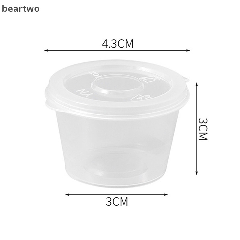 < Beartwo > 50 Cái Hộp Đựng Nước Sốt Bằng Nhựa 25ML Hộp Đựng Thực Phẩm Có Nắp Hộp Bảo Quản Đẹp