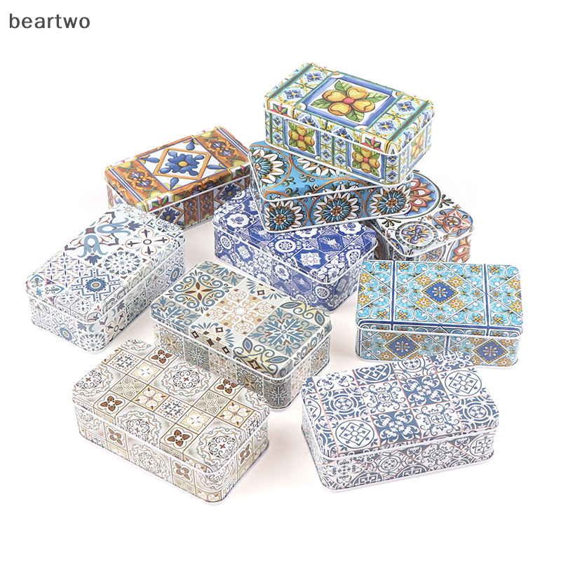 < Beartwo > 11.5 * 6.5 * 4Cm Lọ Bảo Quản Hình Chữ Nhật Sắt Thiếc Thuốc Quà Tặng Đồng Xu Hộp Trang Sức Nhà Đẹp