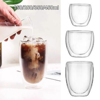 [Giao hàng từ Việt Nam] Cốc cà phê trong suốt NOOKSTORY 150 / 250 / 350 / 450ml, Cốc thủy tinh hai lớp chịu nhiệt, Cốc bia thủy tinh Borosilicate cao