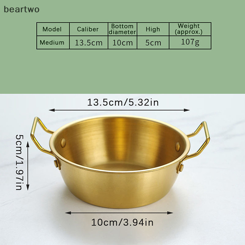 < Beartwo > Hộ Gia Đình Tay Cầm Đôi Đĩa Ăn Nhẹ Bát Ẩm Thép Không Gỉ Cơm Tròn Bát Rượu Chống Sò Nước Sốt Hộp Đựng Thực Phẩm Đẹp