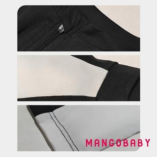 Mg-kids Bé Trai Rash Guard Đồ Bơi Playsuit Họa Tiết Gấu Trúc Chắp Vá Dây Kéo Dài Tay Chống Nắng Tắm Phù Hợp Với Đồ Bơi