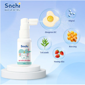 Xịt Chống Sâu Răng Cho Bé Sachi Ngăn Ngừa Mảng Bám Giảm Hôi Miệng,Mang Hơi Thở Thơm Mát Chai 30ml