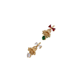 Đồng Clad Màu Vàng Giữ Kẻ Sọc Zirconium Giáng Sinh Series Chuông Mặt Dây Chuyền DIY Handmade Trang Sức Vòng Tay Vòng Cổ Bông Tai Phụ Kiện