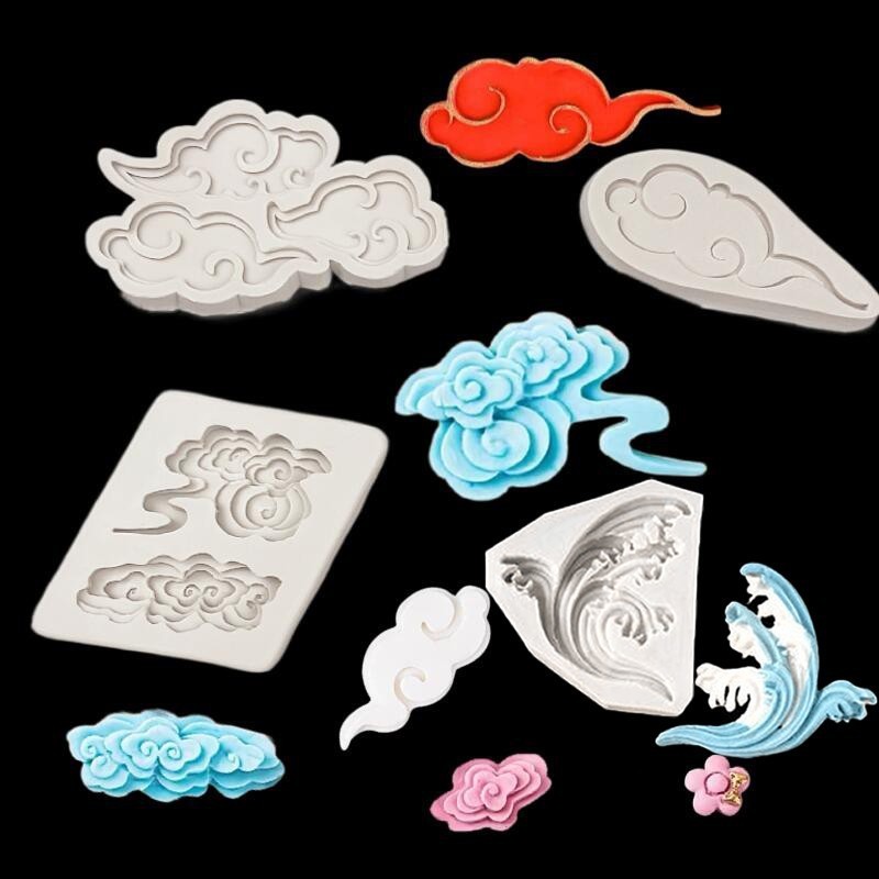 Đám Mây Trung Quốc Ruyi Xịt Hình Khuôn Silicon Fondant Chocolate Nướng Bánh Topper Thạch Cao Viền Trang Trí Bánh Sinh Nhật DIY