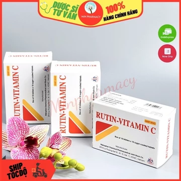 Viên RUTIN VITAMIN C Mekophar Tăng sức bền thành mạch, hỗ trợ trĩ, chảy máu chân răng Hộp 100 viên