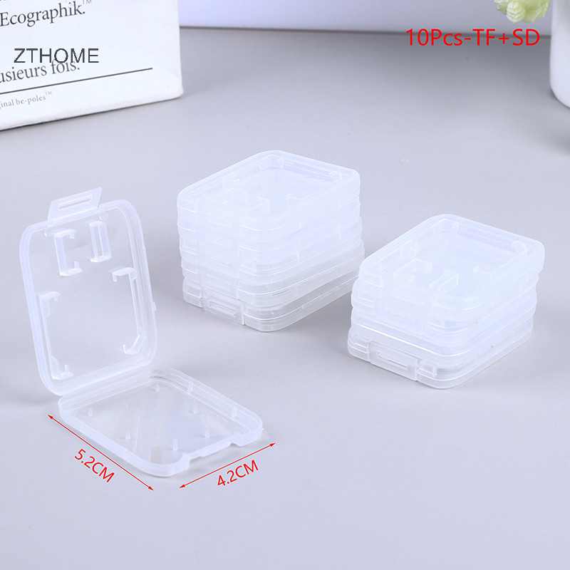 Zthome 10 Cái Hộp Bảo Quản Thẻ Nhớ TF CF Trong Suốt Hộp Bảo Vệ HOT