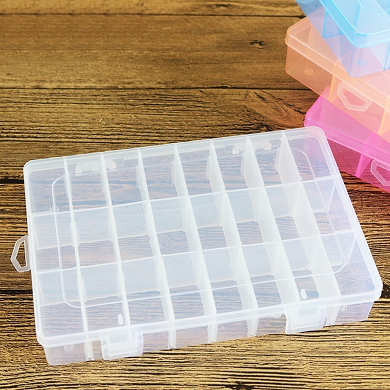 ✨10 / 15 / 24 Ngăn Hộp Nhựa Trang Sức Hạt Bảo Quản Hộp Đựng DIY Người Tổ Chức
