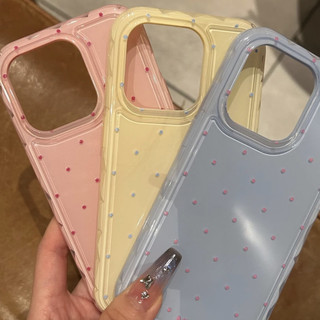Túi khí chấm bi màu trơn sang trọng sang trọng Vỏ điện thoại chống rơi cho iPhone15 14 13 Pro Max Vỏ bảo vệ camera chống sốc Vỏ silicon mềm