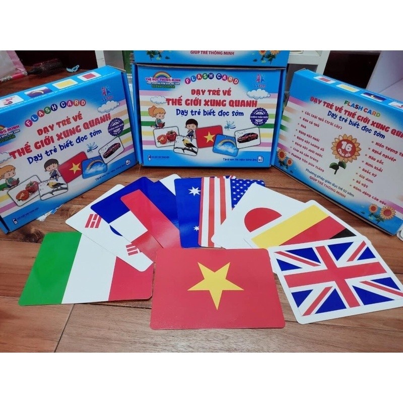 Ảnh Thẻ học thông minh 16 chủ đề, Thẻ Flashcard Glenn Doman Khổ A5, Chống Thấm Nước, Thẻ Học A5 4