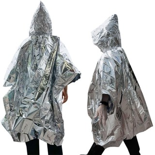 Áo mưa khẩn cấp WARMTHCO, Áo mưa nhiệt dày màng nhôm, Áo mưa Poncho chống gió phản quang đa chức năng Leo núi ngoài trời
