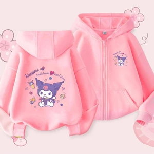 Áo Hoodie có khóa kéo Kuromi và Cinnamoroll dành cho trẻ em Áo nỉ hoạt hình dài tay phong cách Harajuku ấm cúng