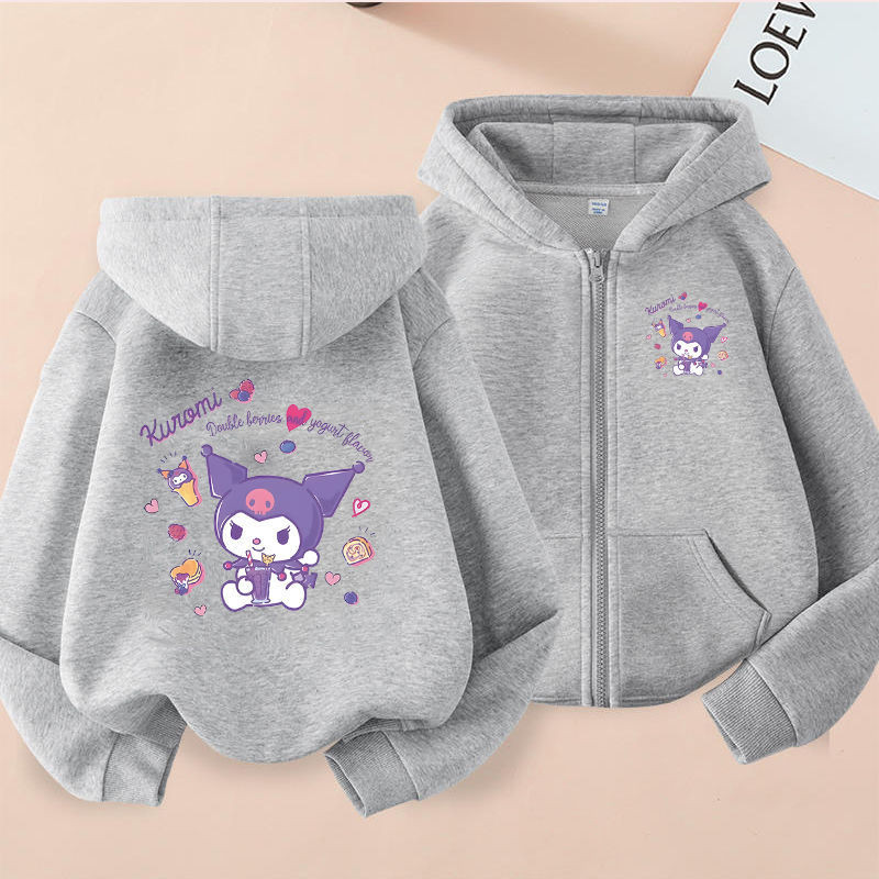 Áo Hoodie có khóa kéo Kuromi và Cinnamoroll dành cho trẻ em Áo nỉ hoạt hình dài tay phong cách Harajuku ấm cúng