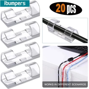 Ibumpers 20 Chiếc Kẹp Quản Lý Cáp Để Bàn & Treo Tường Cáp Tổ Chức Dây Giá Đỡ Trong Suốt