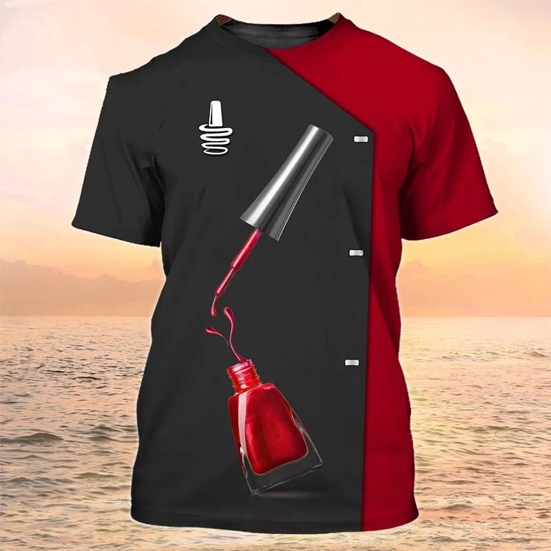 Mùa Hè Mới Ngắn Tay T-Shirt 3D Nail Nghệ Sĩ Cá Nhân Cuộc Sống Hàng Ngày Làm Việc Đồng Phục