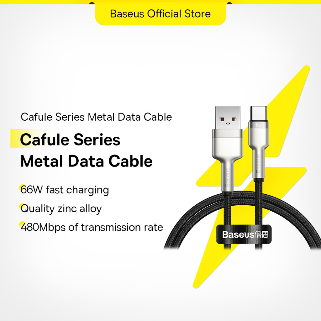 Cáp USB to Type-C Baseus 6A 66W – Sạc Nhanh và Truyền Dữ Liệu 480Mbps cho Huawei Mate 40 Pro và P30 Pro