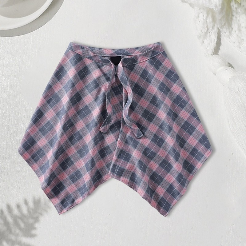 Dasbsug Unisex Punk hông Khăn quàng cổ ca rô bọc váy xếp lớp không đều che đậy
