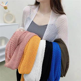 [Ert] Áo len dệt kim dài tay dáng rộng màu trơn mùa hè cho nữ VN