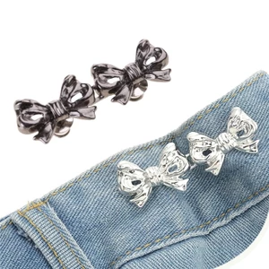 Mya Thắt Lưng Nút Nơ Quần Pin Jean Nút Chân Có Thể Điều Chỉnh Khóa Eo