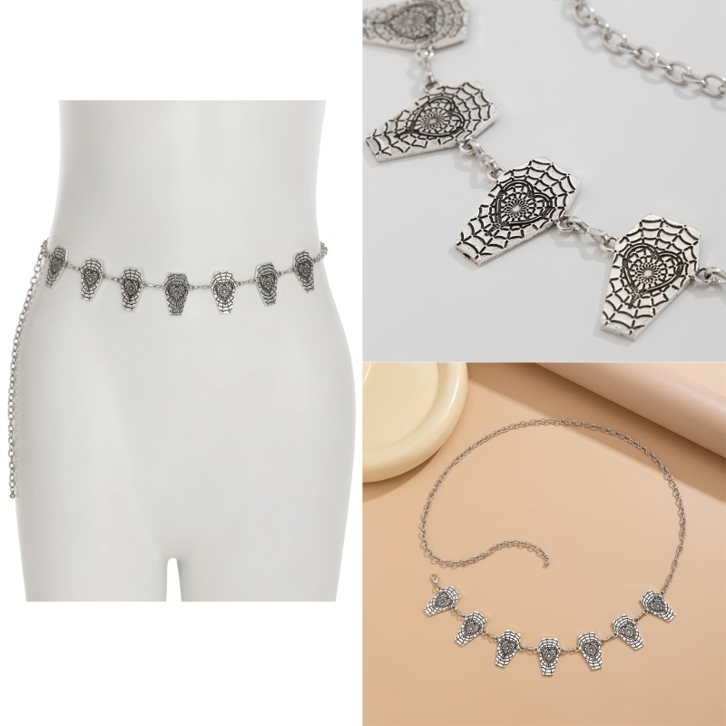 Coo Vintage Dây Thắt Lưng Kim Loại Thánh Giá Hông Dây Xích Thắt Lưng Cơ Thể Dây Xích Eo Trang Sức