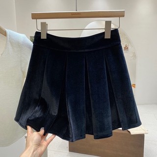 Chân váy nhung nữ thu đông xếp ly dáng váy tennis ngắn cạp cao tôn dáng trẻ trung chất vải nhung tuyết có quần trong.