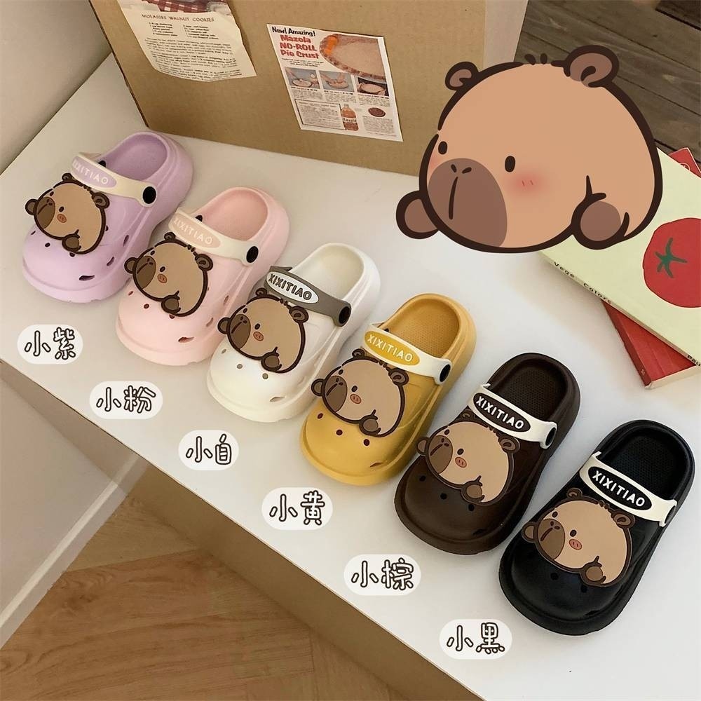 Dép Lê trong nhà Giày lỗ capybara Giày lỗ trẻ em hoạt hình dễ thương Giày lỗ evacapybara capybara bé trai bé gái dép lê cha mẹ con mùa hè