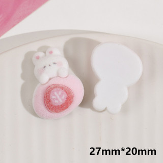 Phim hoạt hình đổ xô màu Đỏ dâu đào trái tim kem bột Thỏ Nhựa vá tóc phụ kiện tóc phụ kiện trang sức DIY