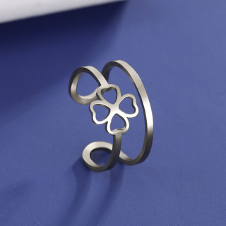 Skyrim Charm Nhẫn Thanh Lịch Bốn Lá Cỏ Ba Lá Thiết Kế Rỗng Trang Sức Thời Trang Mở Nhẫn Cho Nữ
