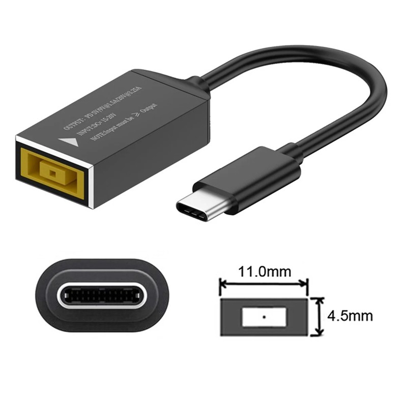 Pd100w cho Cáp sạc chuyển đổi Lenovo DC Square Jack sang USB Type-C Tương thích với bộ sạc máy tính xách tay Lenovo