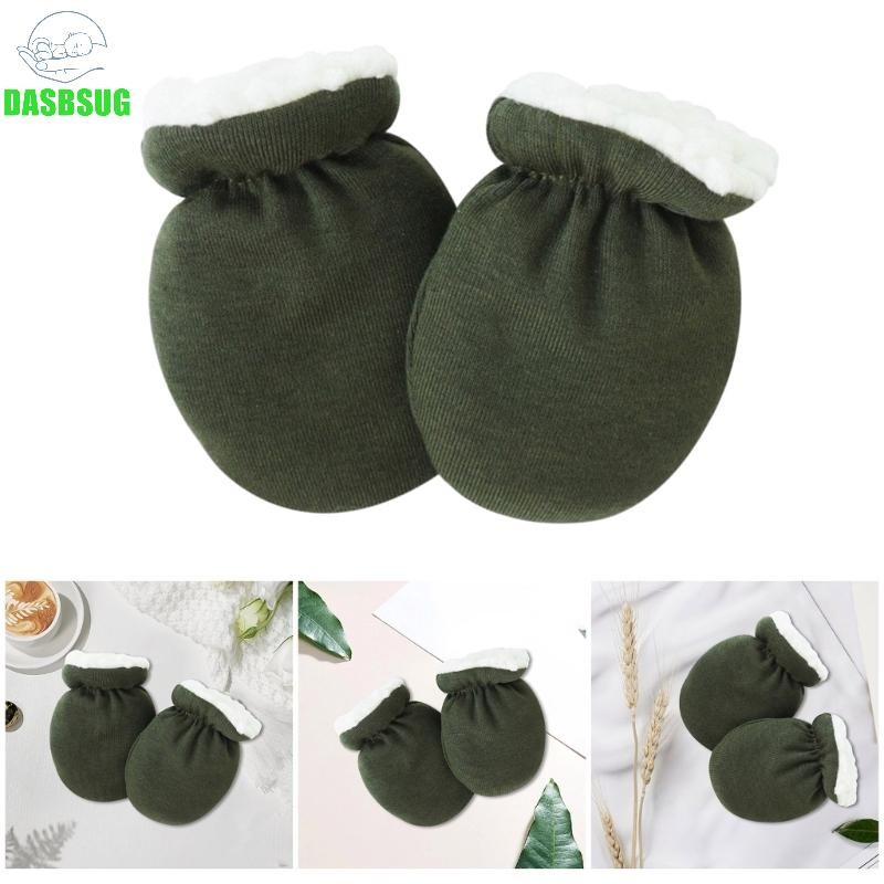 Dasbsug Trẻ Sơ Sinh Găng Tay Len Cừu Mềm Chống Grab Găng Tay Cho Bé Ngăn Ngừa Trầy Xước Mặt