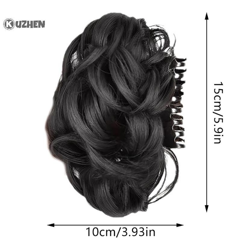 Kuzhen tóc giả búi tóc tổng hợp cho nữ, kẹp móng, tăng độ phồng đuôi ngựa, dùng hàng ngày hoặc dự tiệc, kiểu dáng sống động