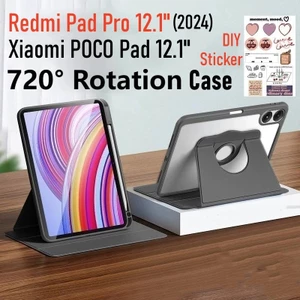 Ốp lưng Redmi Pad Pro 12.1 Inch 2024 Flip Smart Akrilik Xoay Vỏ xoay 360 Vỏ đứng cho Xiaomi POCO Pad 12.1 "có giá đỡ bút chì