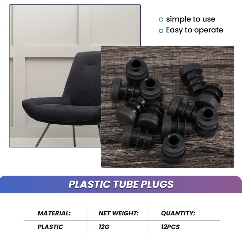 12 Chiếc Nhựa 12 Mm Đầu Ống Trống Mũ Bung Ống Chèn Cắm Tròn Đen