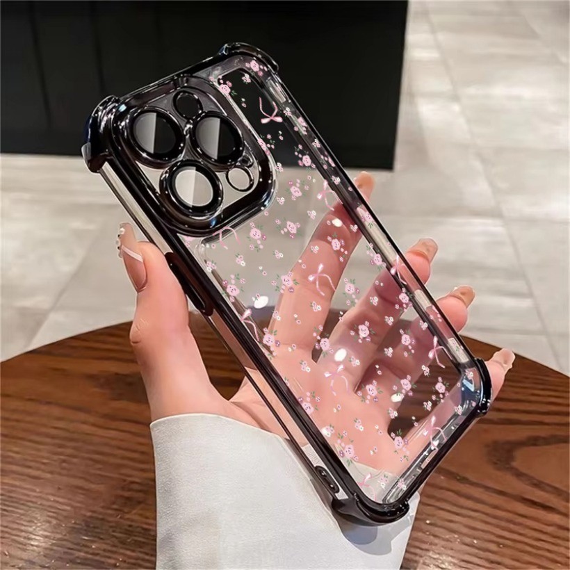 Ốp Lưng Hoa Nơ Màu Hồng Cho Xiaomi 14T 14 13 13T 12T 12 15 Pro 11 Lite 5G NE M7 M5S F4 F3 X4 GT M6 Pro Trong Suốt Bảo Vệ Toàn Diện Vỏ Mềm Chống Sốc