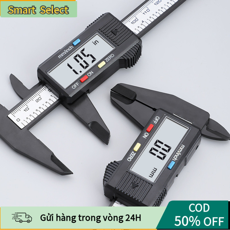 [COD] Thước đo điện tử 150mm LCD, chất liệu sợi carbon, đo chính xác, thước kẹp kỹ thuật số 6 inch