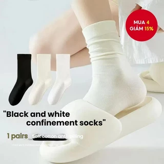 Tất tròn xếp chồng lên nhau mùa hè Hàn Quốc - Tất giữa bắp chân thoáng khí dành cho nữ, Đen trắng tối giản