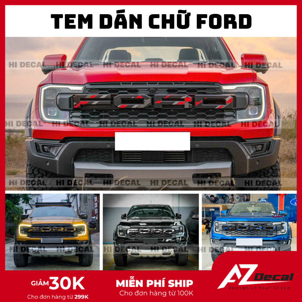 Tem chữ Ford dán mặt calang, decal dán calang Ford Ranger - Raptor 2024 ...
