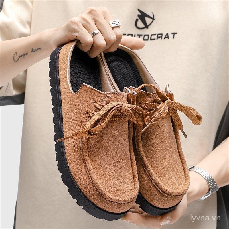 Nam Đế Dày Ngón Chân Một Chân Mùa Hè Mặc Ngoài Mới Retro Ren-Up Birkenstock Giày Nửa Trượt Kangaroo