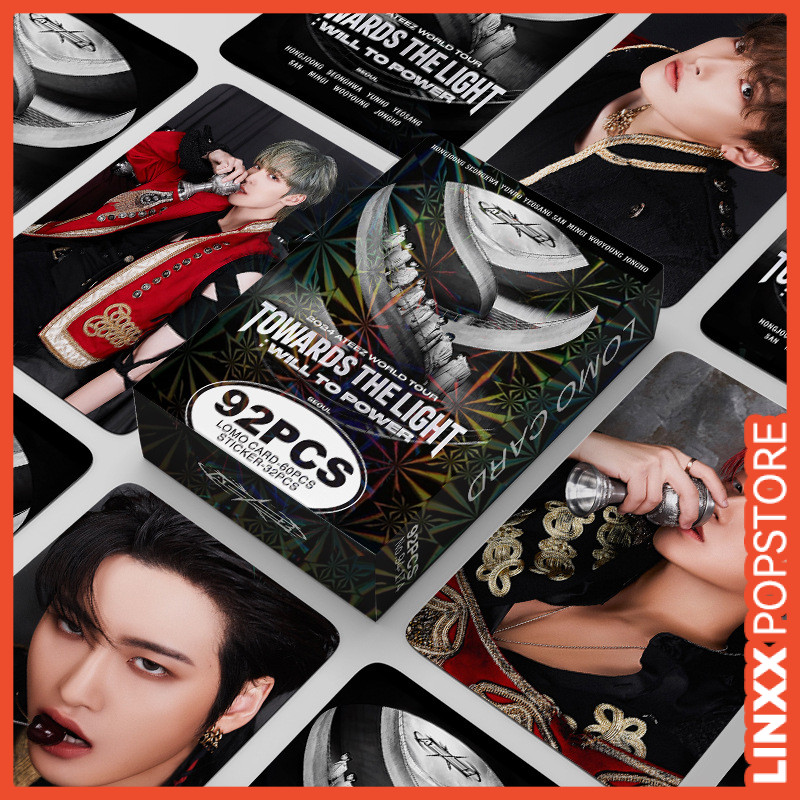 LINXX 92 chiếc ATEEZ THẾ GIỚI EP FIN SẼ Lomo Cards HD Hình ảnh Bộ sưu tập quạt ba chiều 3 Inch Kpop Photocards Hàng hóa Quà tặng Thẻ giao dịch