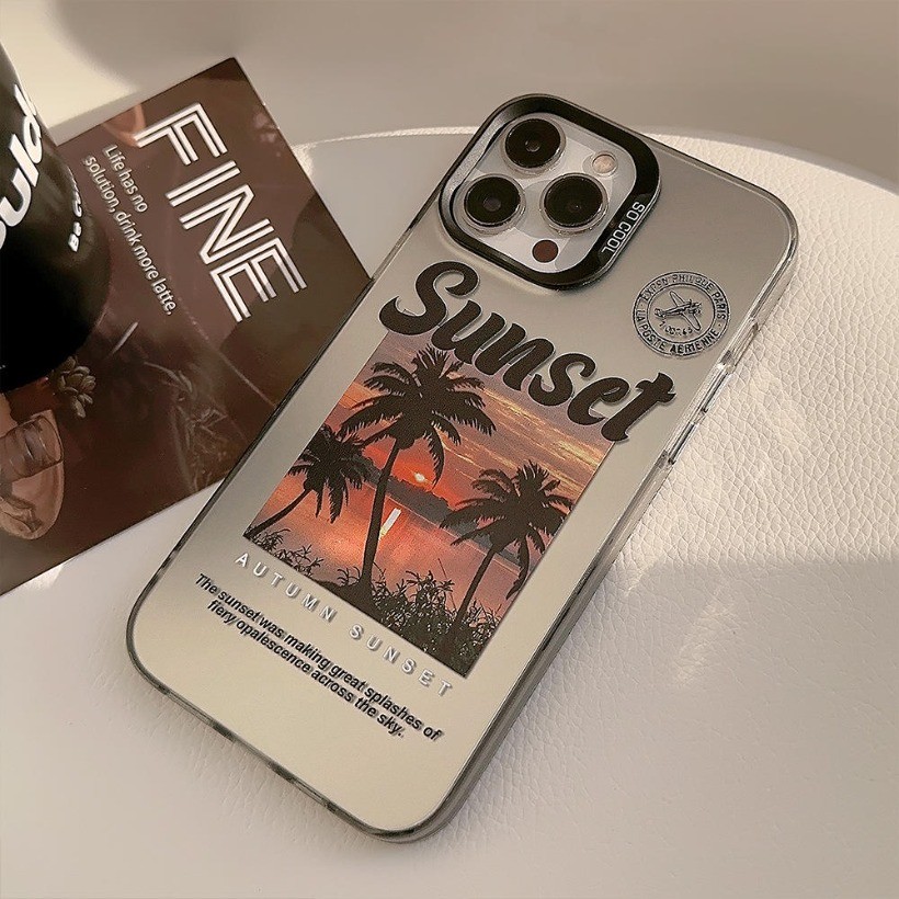 Ốp Điện Thoại Coconut Grove Sunset Tương Thích Cho iPhone 15 14 13 12 11 Pro Max 15 14 Plus XR X XS Max 7 8 Plus Tranh Phong Cảnh Ốp Điện Thoại Cứng