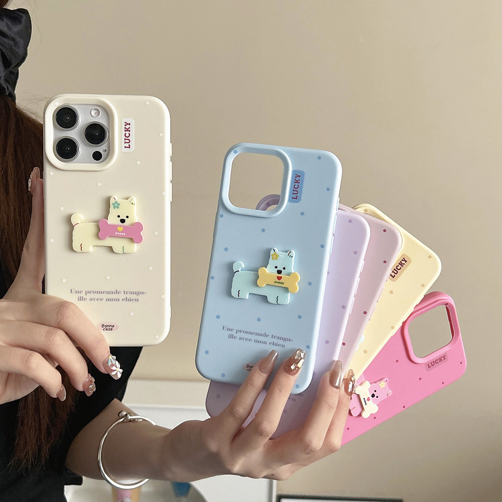 Ốp Điện Thoại Mềm 3D Dot Dog Cho iPhone 17 Pro Max 17 Air 16 Plus 15 14 13 12 11 Vỏ Bảo Vệ Chống Sốc