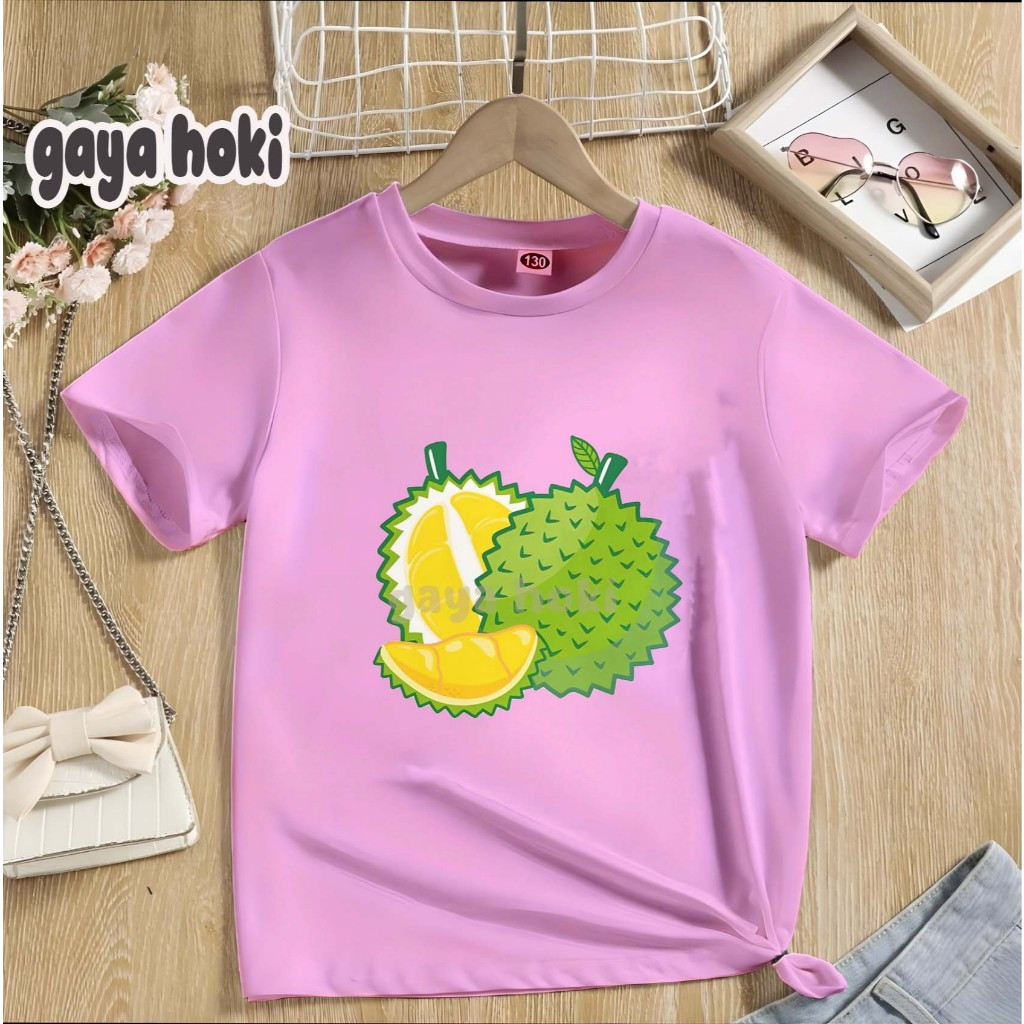 Áo thun ngắn tay in hình trái cây sầu riêng 2D dành cho trẻ em 2025 Unisex Thích hợp cho 2-14