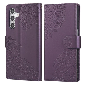 Ốp điện thoại ví từ tính bằng da Samsung Galaxy S25 Ultra S24 FE S23 Plus S22 A06 A16 A36 A56 5G S25 Edge Vintage Retro Flower Flip Cover Khe cắm thẻ Vỏ điện thoại PU