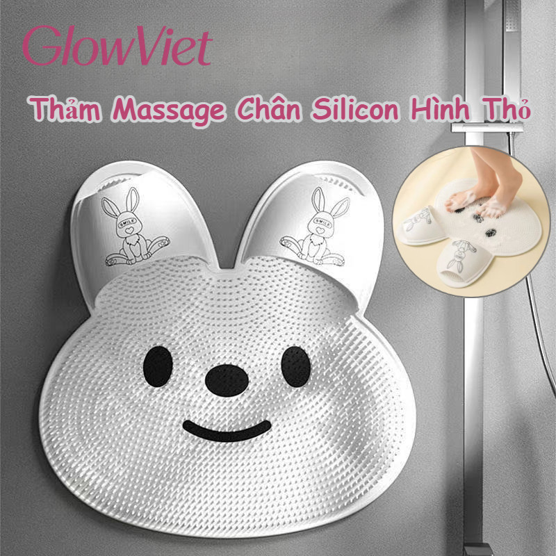 Thảm Massage Chân Silicon Hình Thỏ - Gai Mềm Kích Huyệt, CĐiều Hòa Khí Huyết, hống Trơn, An Toàn