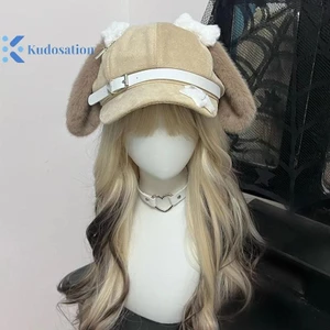 Kudosation Gothic Gothic Gothic Mũ Nồi Punk Xương Dài Tai Chó Con Mũ Dành Cho Nữ Bé Gái Cosplay Mũ Đa Năng Quà Tặng