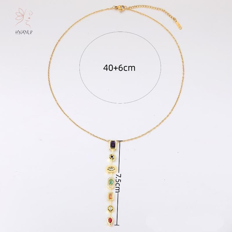 Vòng cổ dài zircon nhiều màu sắc, ánh sáng lấp lánh dành cho nữ