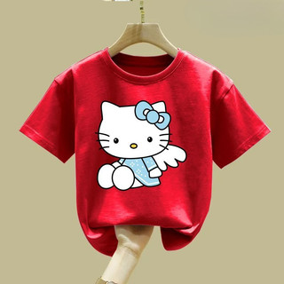 2025 Áo thun trẻ em hoạt hình Hello Kitty Loose Fit Summer Tee cho bé trai và bé gái Thiết kế dễ thương