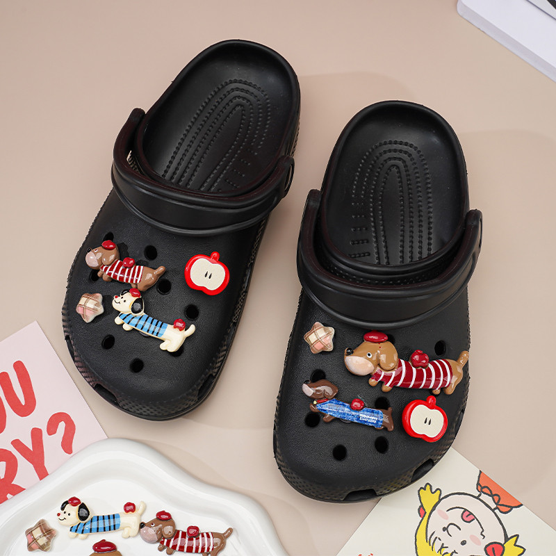 Thích hợp cho Crocs Apple Dachshund Puppy dễ thương, hoa giày cao cấp, phụ kiện lỗ khóa có thể tháo rời, ins